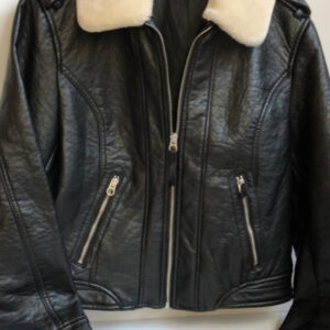 American Eagle Leather Fur Collar Bomber Jacket