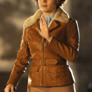 Amy Adams Aviator Brown Leather Jacket