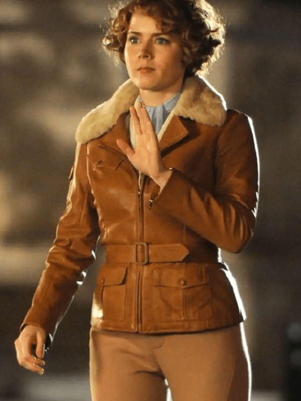 Amy Adams Aviator Brown Leather Jacket