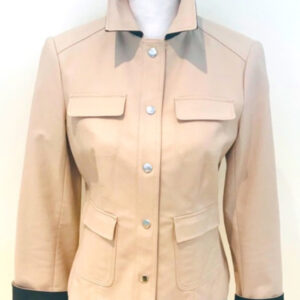 Ann Taylor Snap Closure Cream Leather Jacket