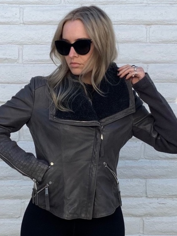 Bcbgeneration Gray Leather Moto Jacket