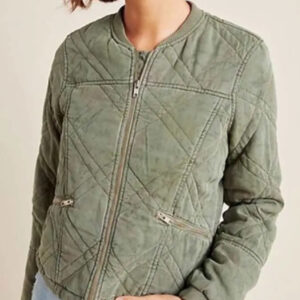 Behind Her Eyes Louise Quilted Bomber Cotton Jacket