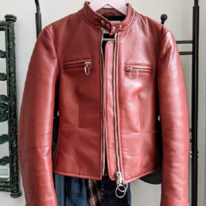 Acne Studios Red Leather Moto Jacket