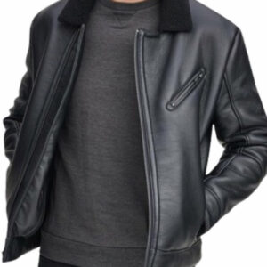 Andrew Marc Maxton Black Leather Shearling Jacket