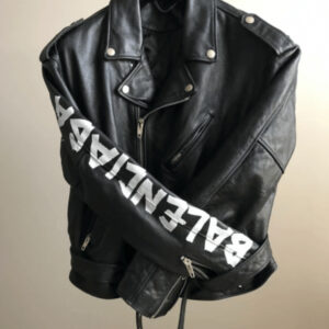 Balenciaga Painted Black Leather Jacket