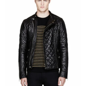 Balmain Quilted Black Leather Jacket