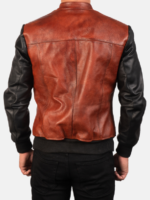Avan Brown & Black Leather Bomber Jacket