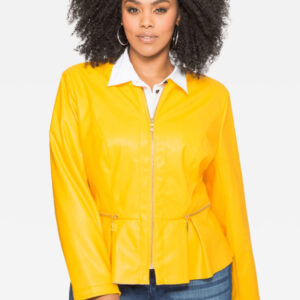 Ashley Stewart Golden Yellow Leather Jacket