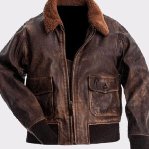 A2 Navy Flight Men Distressed Brown Leather Jacket