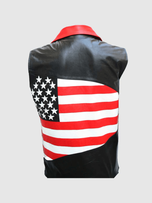 American Flag Usa Motorcycle Leather Vest