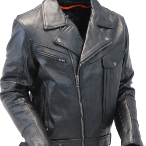 Vented Multi Pocket Leather Motorcycle Jacket