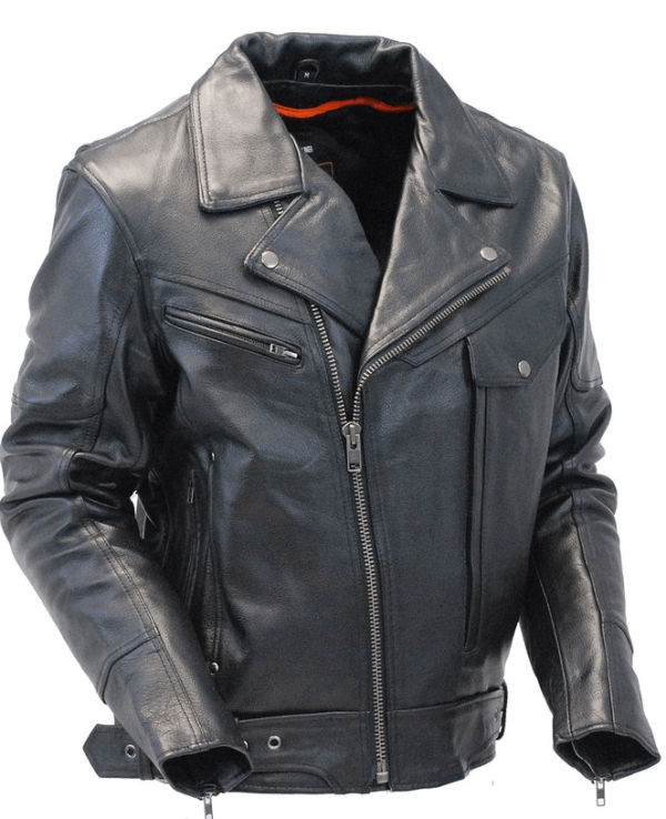 Vented Multi Pocket Leather Motorcycle Jacket
