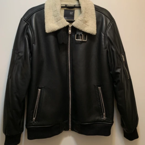 Bershka Black Leather Aviator Jacket