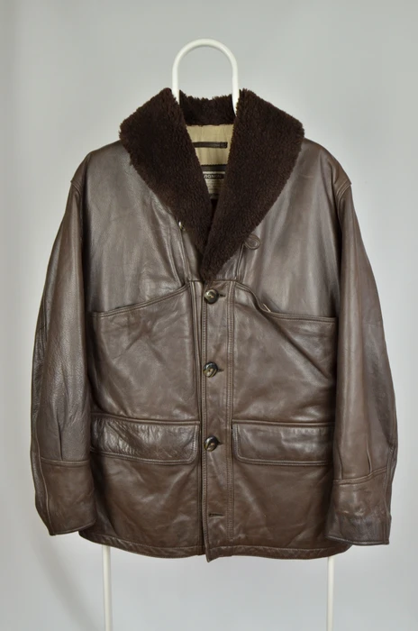 Chevignon Retro Real Brown Faux Leather Sherpa Jacket