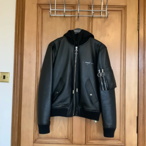 Virgil Abloh Bomber Black Faux Leather Jacket