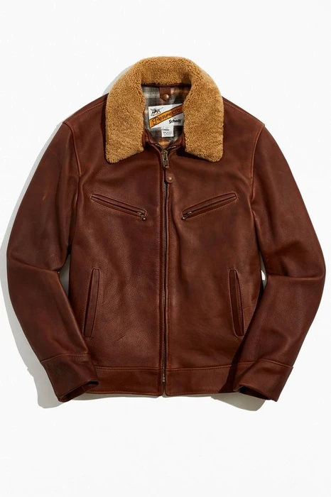 Schott Antique Cowhide Rancher Brown Faux Leather Jacket