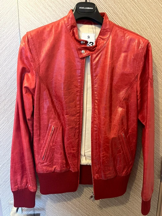 Yohji Yamamoto Lamb Red Faux Leather Jacket