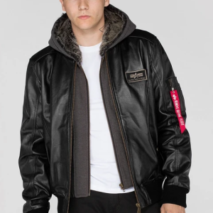 D Tec Flight Pilot Black Leather Bomber Jacket