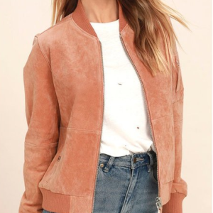 Women's Obey - Nomadic Orange Suede Leather Bomber Jacket