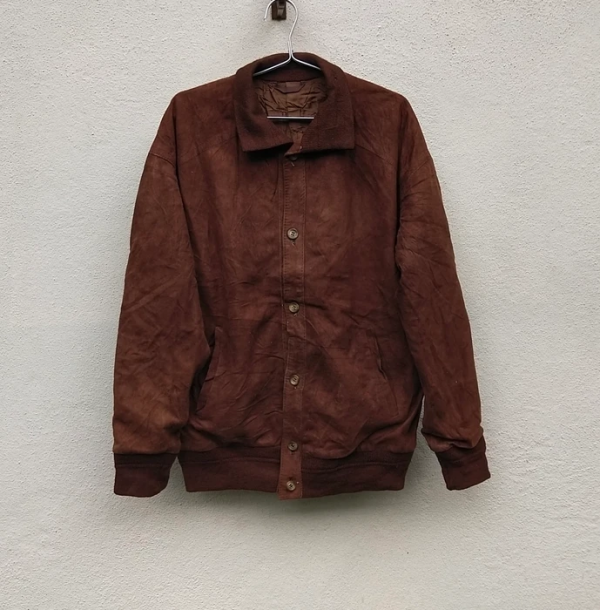 Rare Vintage Striwa Brown Faux Leather Button Up Jacket
