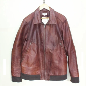 Helmut Lang Goat Brown Leather Bomber Jacket