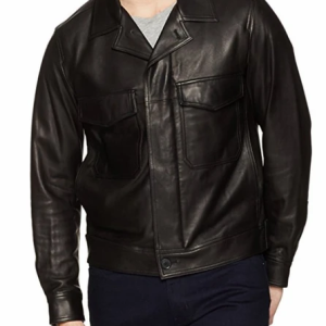 Theory Men's Black Faux Leather Two Pocket Jacket