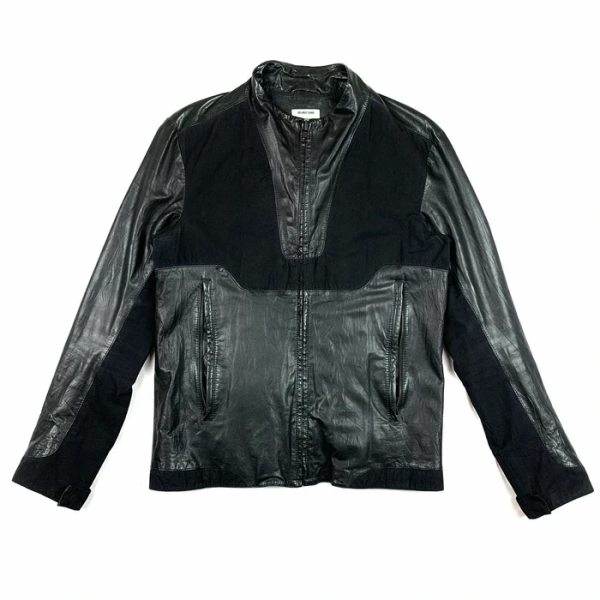 Helmut Lang Black Faux Leather Jacket With Contrast Panels