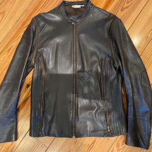 Carlos Miele Brown Leather Jacket W Removable Sleeves