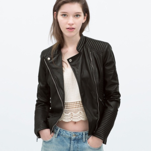 Zara Black Leather Jacket Women