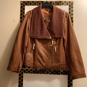 Iman Brown Womens Faux Leather Jacket