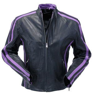 Women's Purple Striped Motorcycle Jacket