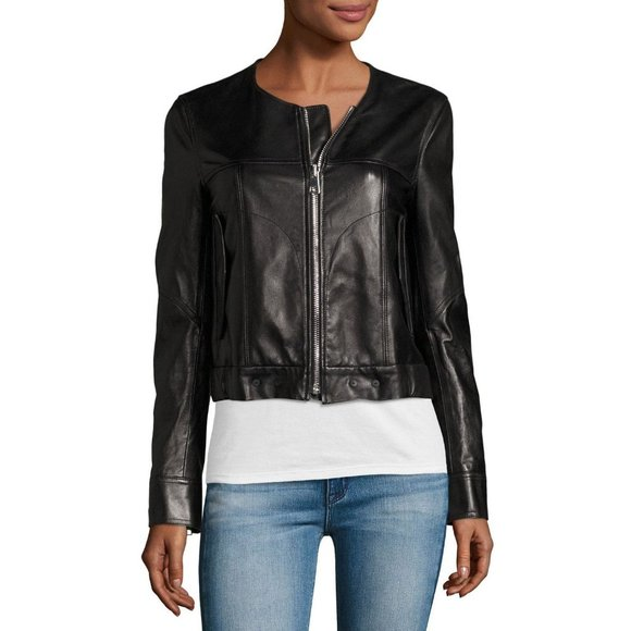 Women's Nwt Theory Black Faux Leather Jacket