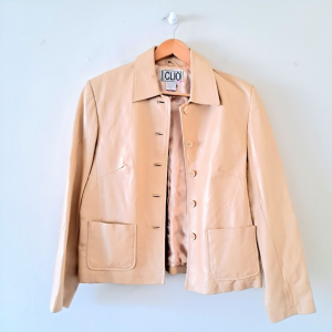 Women's Vtg Clio Cream Faux Leather Jacket