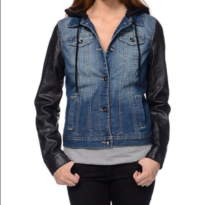 Womens Dravus Hendrix Hooded Denim Vest Jacket