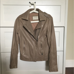 Women's Zara Taupe Leather Jacket