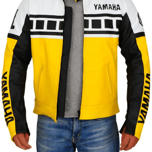 Yamaha Motorcycle Riding Yellow Faux Leather Jacket