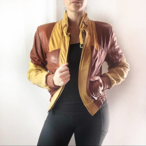 Vintage Yellow Brown Leather Jacket