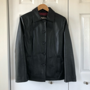 Croft Barrow Lined Black Leather Button Up Jacket