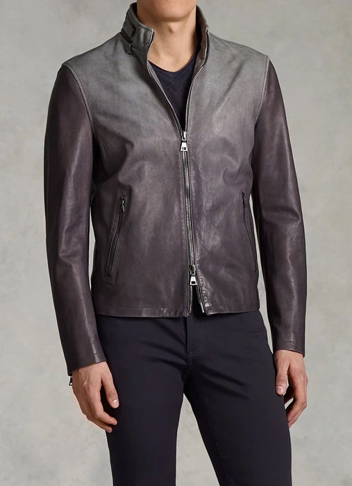John Varvatos Ombré Grey Faux Leather Jacket