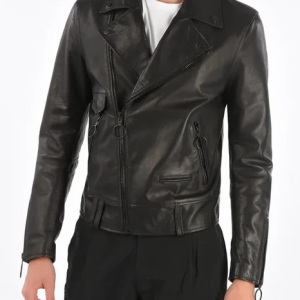 Mens Black Leather Biker Jacket