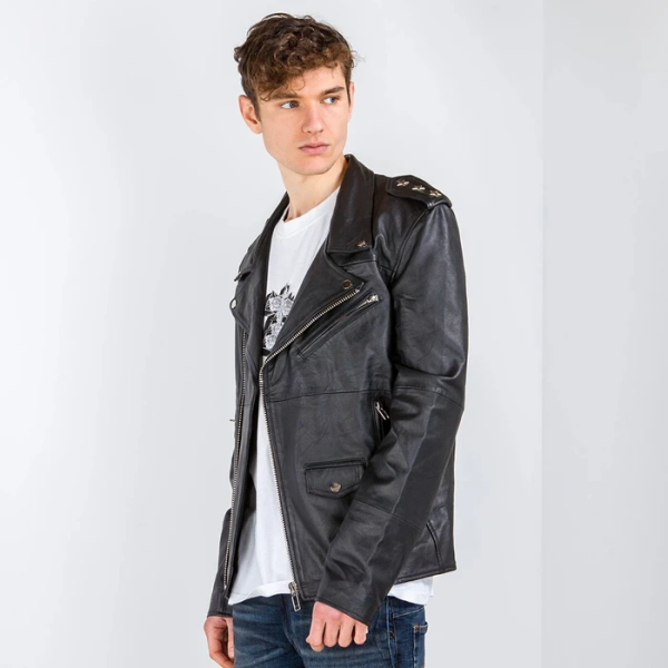 Deadwood Izzy Star Black Faux Leather Biker Jacket