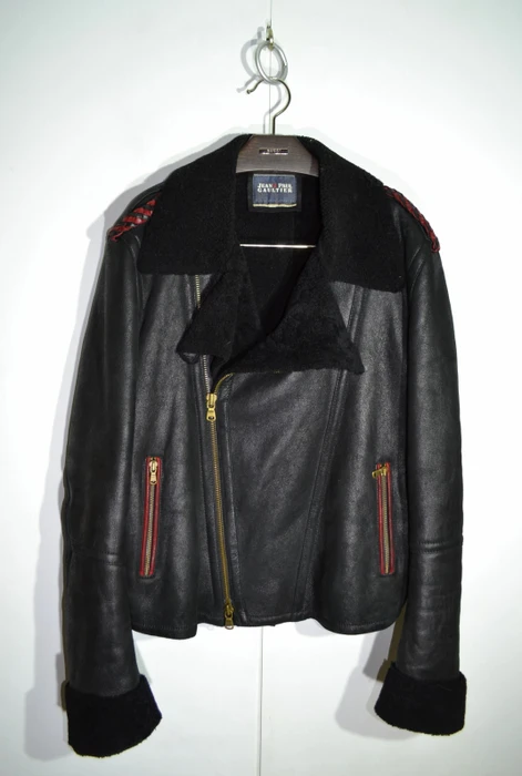 Jean Paul Gaultier Shearling Black Faux Leather Jacket