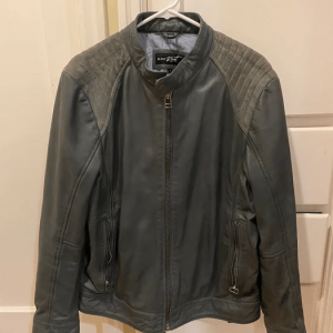 Black Rivet × Wilsons Grey Faux Leather Jacket