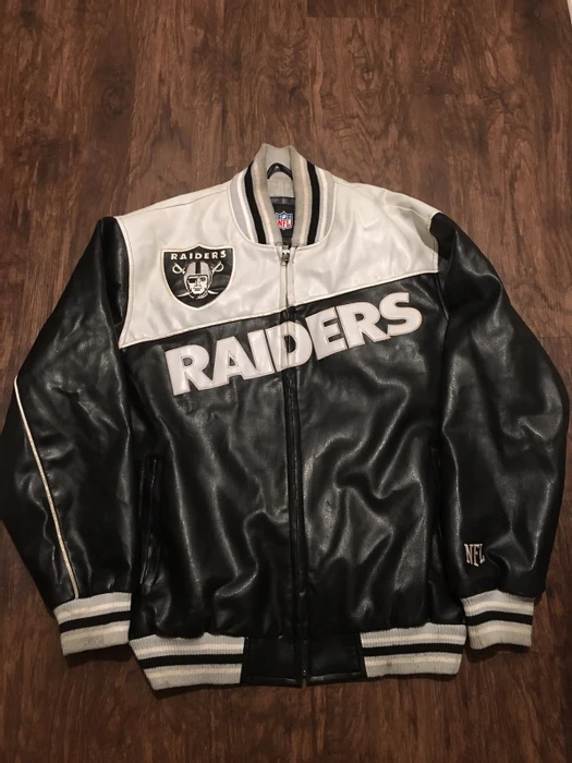 Vintage Oakland Raiders Black Faux Leather Jacket - Fortune Jackets