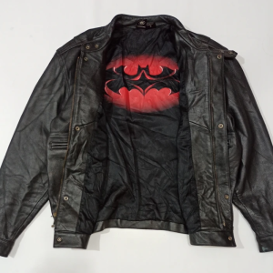 Vintage 90s Batman Comics Black Faux Leather Jacket