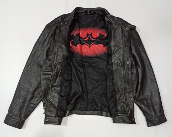 Vintage 90s Batman Comics Black Faux Leather Jacket