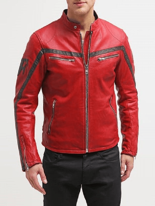 New American Red Faux Leather Jacket