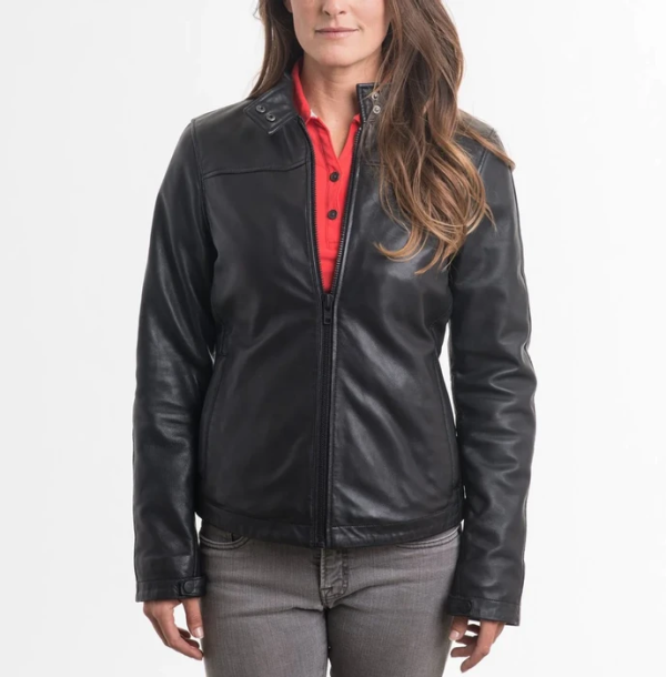 Women's Simple Black Faux Leather Jacket