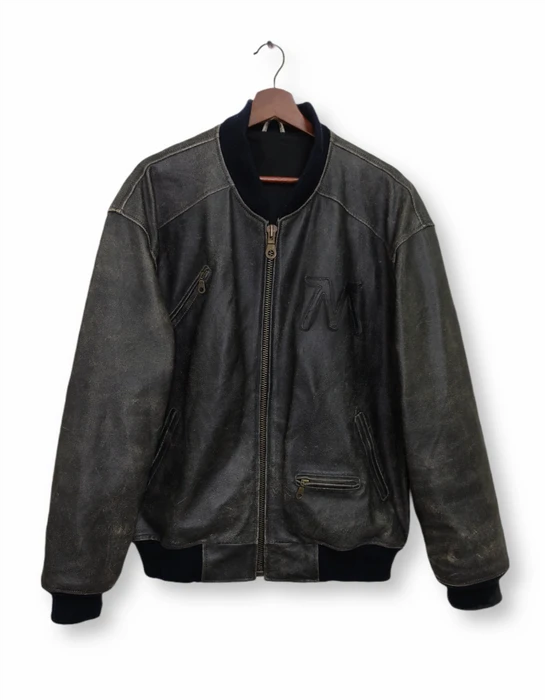 Vintage Marlboro Varsity Black Faux Leather Jacket