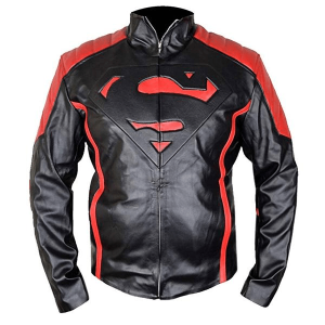 Superman Superhero Black Faux Leather Jacket